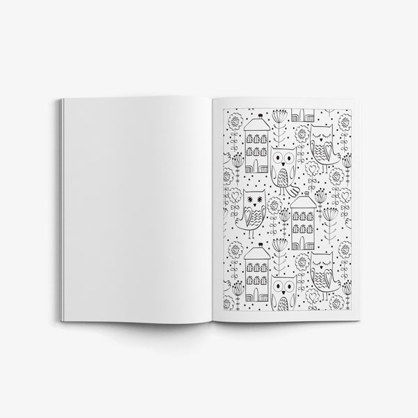 Anti Stress Coloring Book Owl Designs Vol 1-5