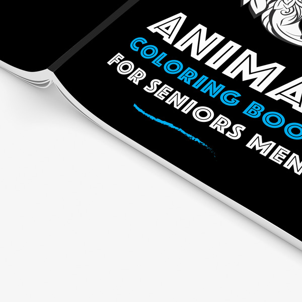 Animal coloring book for seniors men cover close up