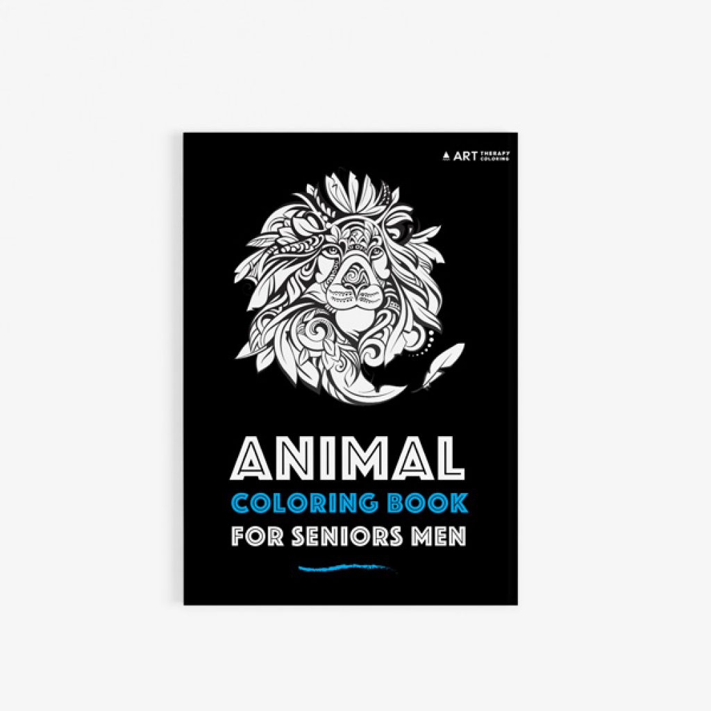 Animal coloring book for seniors men front cover
