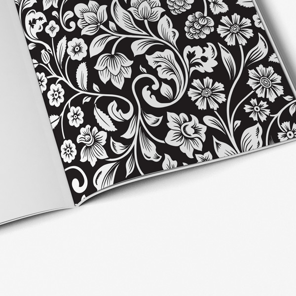 Flower Coloring Book for Adults with Black Background Art Therapy