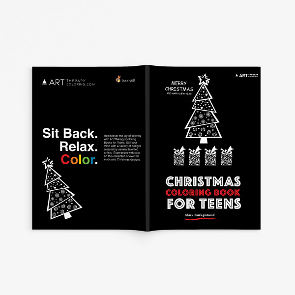 Christmas coloring book teens black background 33
