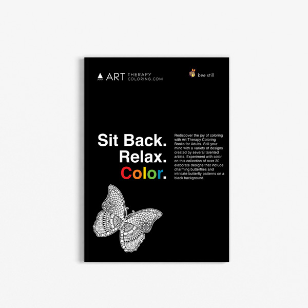 Butterfly coloring book for seniors with black background