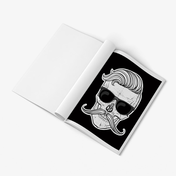 Coloring book for men: Skull designs with Black Background