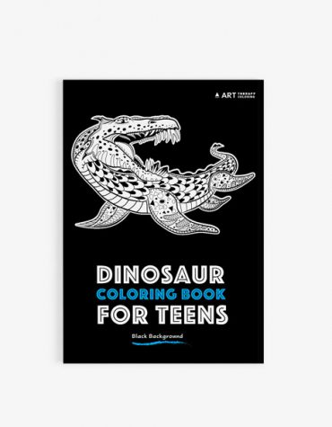 Dinosaur coloring book for teens with black background