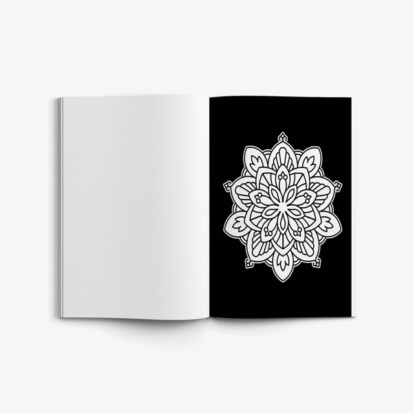 Mandala coloring book for seniors with black background