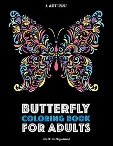 Butterfly coloring book for adults black background Vol 1