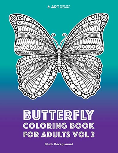 Butterfly coloring book for adults black background Vol 2