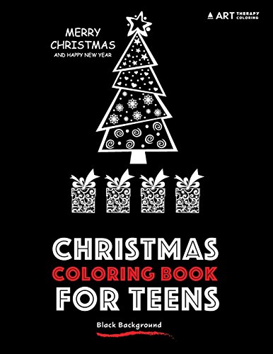 Christmas coloring book for teens black background