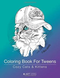 Coloring Book For Tweens: Cozy Cats & Kittens: Zendoodle Animals for Teens & Older Kids