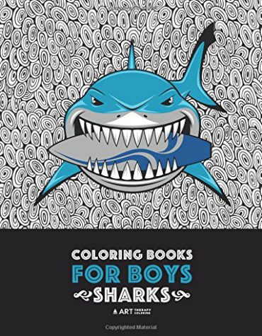 Coloring Books For Boys: Sharks: Advanced Coloring Pages for Tweens, Older Kids & Boys, Geometric Designs & Patterns