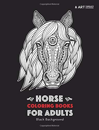 Horse Coloring Books For Adults: Black Background: Horse Colouring ...