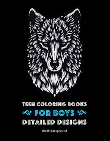 Teen Coloring Books for Boys: Detailed Designs: Black Background: Advanced Drawings for Teenagers & Older Boys